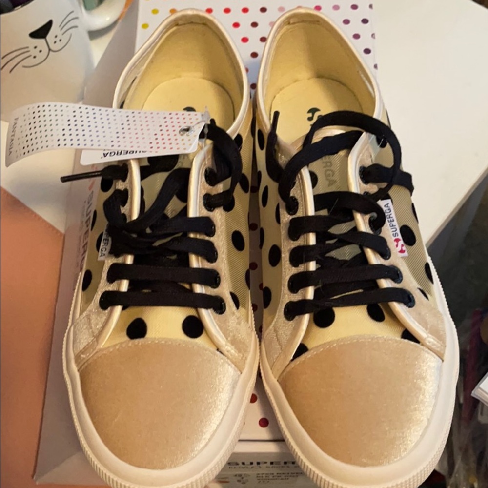 New SUPERGA tan polka dot!